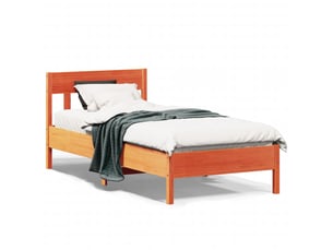 Lit adulte, lit simple, cadre de lit sans matelas marron 100x200cm bois pin massif cf13183