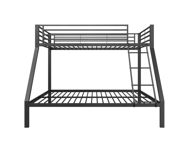  Lit superposé 90x200 cm et 140x200 cm protection contre les chutes métal couleur noir sans matelas, design industriel  - Conforama E