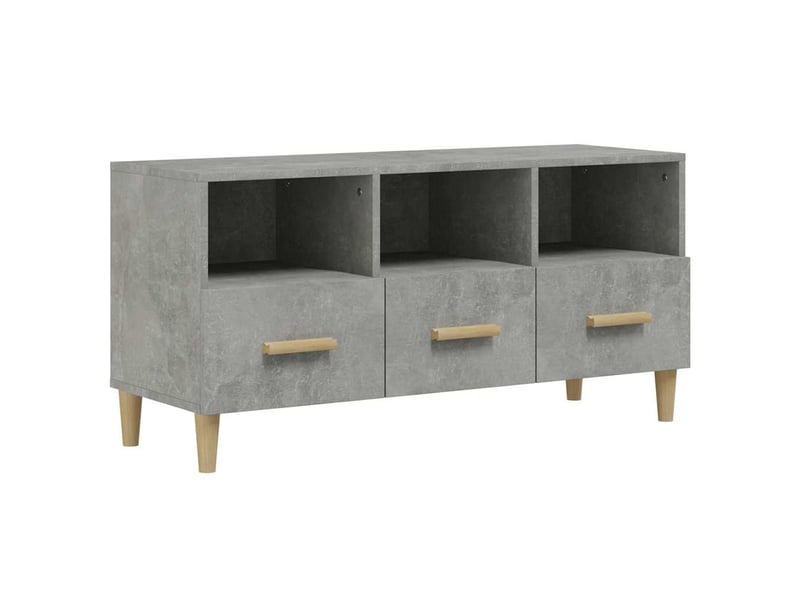  Meuble tv - banc tv - meuble de rangement gris béton 102x36x50 cm bois d'ingénierie  - Conforama A