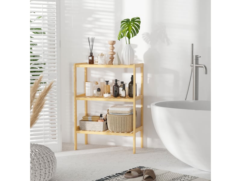  Étagère en bambou à 3 niveaux, bambou, 62 cm x 33 cm x 80 cm, naturel  - Conforama D