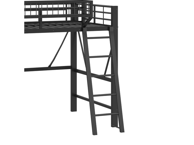  Lit mezzanine enfant 140x200 cm avec panier de rangement et led, lit surélevé en métal gain de place pour chambre, noir OPULERANE TRADING LTD - Conforama D