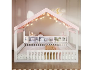 Lit cabane 140x200 cm OKWISH coloris blanc
