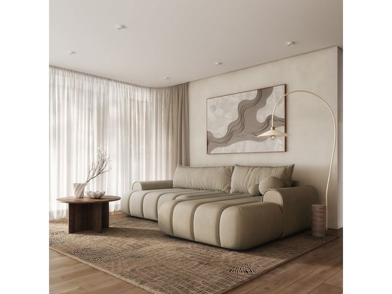  Selsey dandelino - canapé d'angle convertible - en velours beige avec revêtement - côté droit DANDELINO - Conforama C