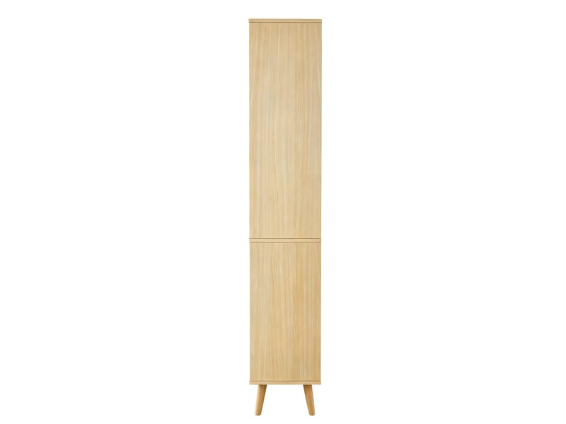  Armoire de salle de bains haute 166 cm en mdf, aspect bois clair, portes en paille réversibles et tiroir pratique  - Conforama E