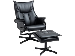 Fauteuil inclinable avec repose-pieds, pivotant, dossier inclinable, structure en acier, noir