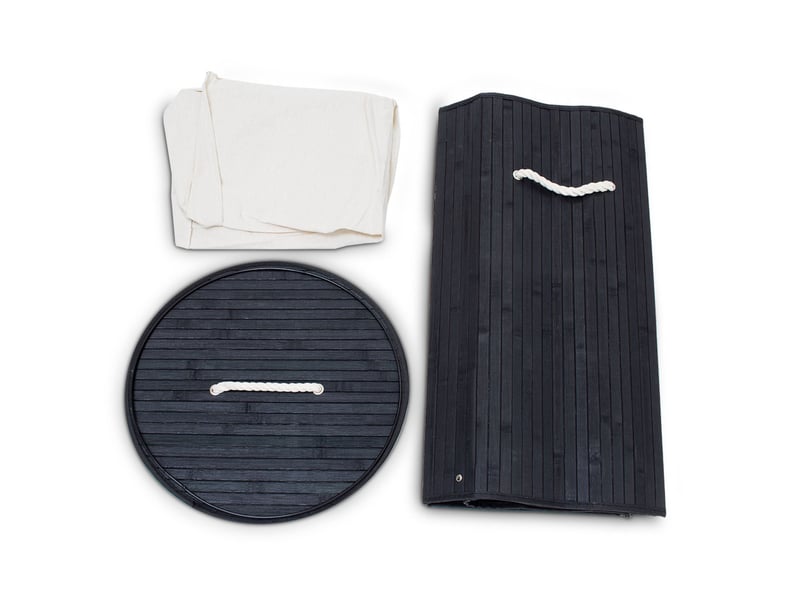  Panier à linge rond pliable grande capacité 65 x 41 cm facile à transporter style naturel en bambou beige 13_0005143  - Conforama E