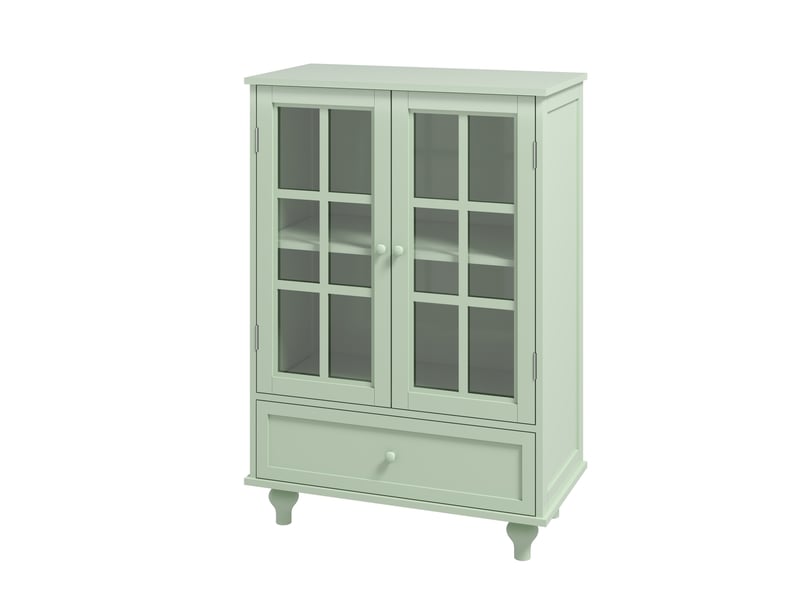 Buffet haut 2 portes vitrées avec tiroir 71x38x92 cm, mdf vert menthe - Conforama D