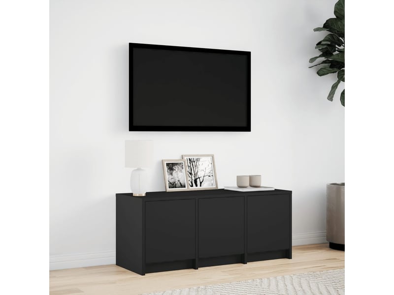  Meuble tv, meuble pour télévision avec led noir 97x34x40 cm bois d'ingénierie  - Conforama C