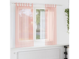 Lot de 2 rideaux en voile, voilages avec passe-tringles rose cf44482