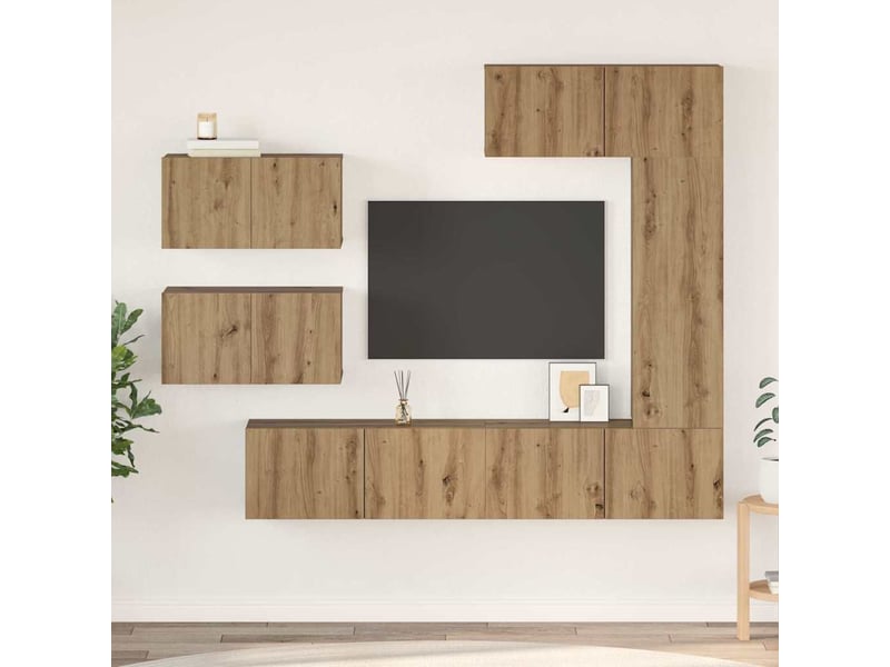  Ensemble meuble tv - banc tv - meuble de rangement 6 pcs chêne artisanal bois d'ingénierie  - Conforama B
