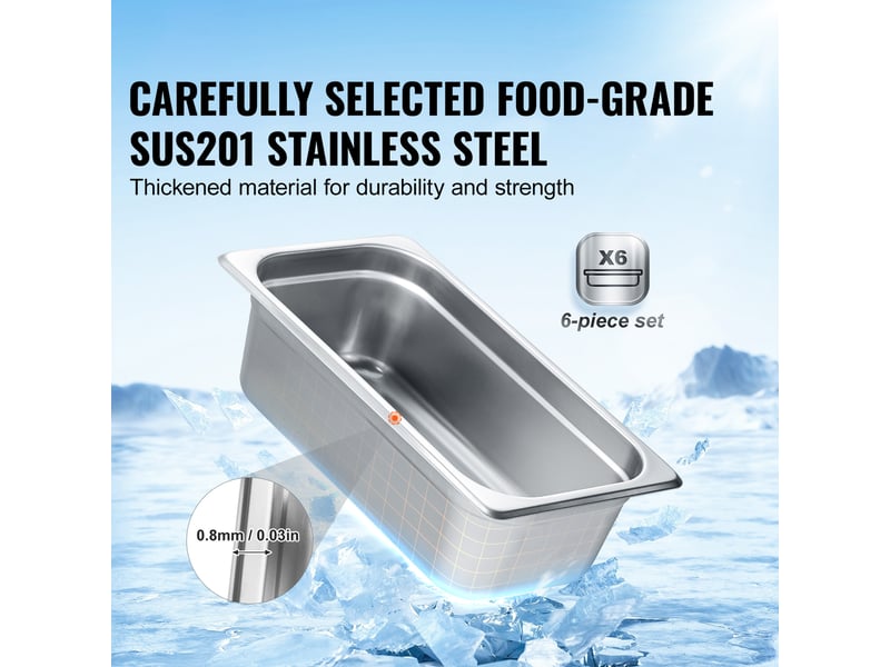 Lot de 6 poêles d'hôtel,succebuy poêles à vapeur 13 taille en inox de 0,8 mm,4 pouces de profondeur,pour usage commercial et industriel - Conforama D