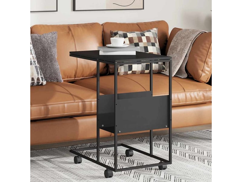  Table d'appoint | bout de canapé table basse avec roues noir 55x36x63,5 cm bois d'ingénierie shl9849  - Conforama B
