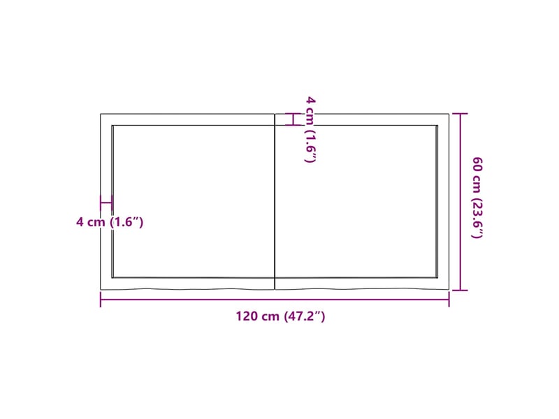 Comptoir de salle de bain, plan de travail marron 120x60x(2-6) cm bois traité cf65790 - Conforama E