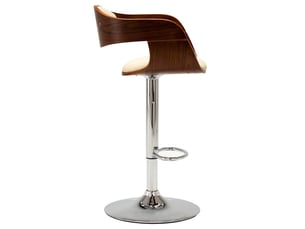 Tabouret de bar, chaise de bar crème bois courbé et similicuir shl35418