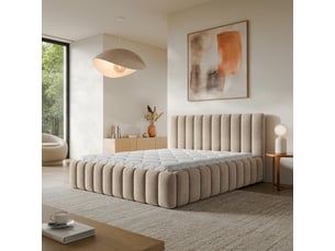 Lit coffre 180x200 cm <strong>MASSENO</strong> <strong></strong> coloris beige