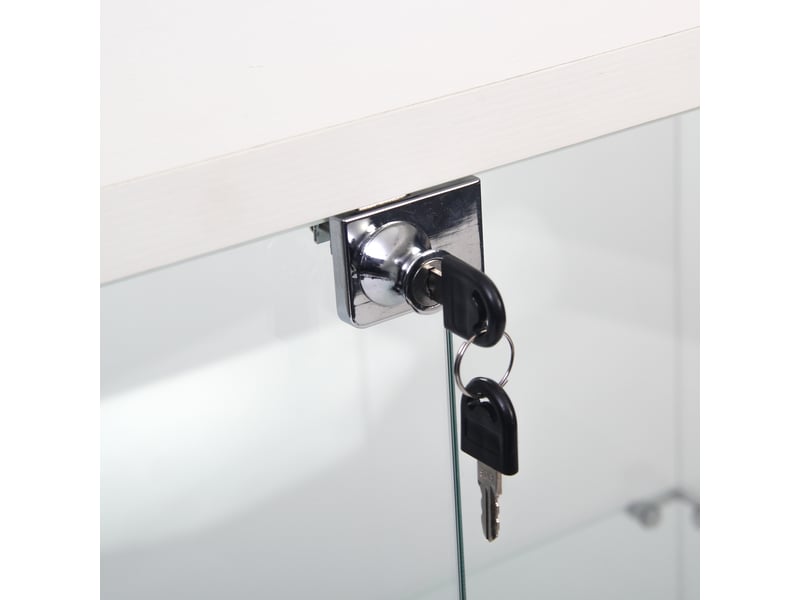  Vitrine en verre–vitrine armoire pour collection–4 niveaux– 2 portes–serrure de sécurité–verre trempé–80×36×164cm–blanc  - Conforama W