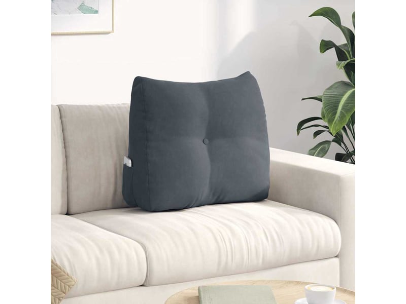 Coussin de dos, coussin de dossier gris foncé 60 x 24 x 50 cm velours cf54727  - Conforama B