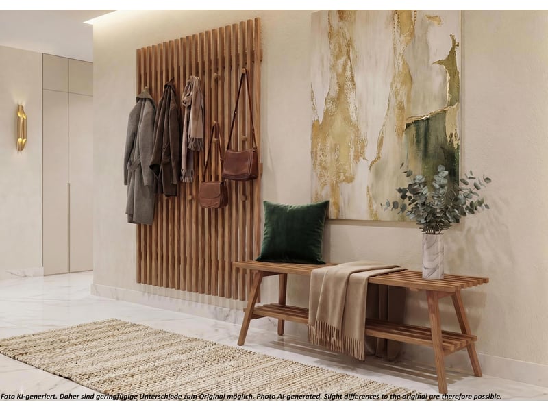 Mca lot de 3 panneaux vestiaires hwc-p56, patère murale, patère en bois, 24 crochets en bois massif, chêne  - Conforama B