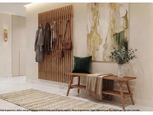 Mca lot de 3 panneaux vestiaires hwc-p56, patère murale, patère en bois, 24 crochets en bois massif, chêne