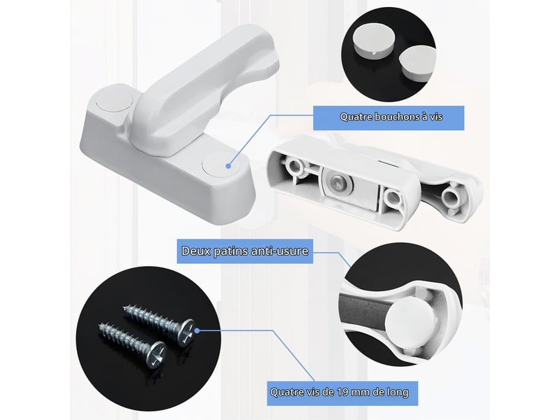  Serrures de sécurité pour fenêtres et portes en pvc, pack de 4  - Conforama C