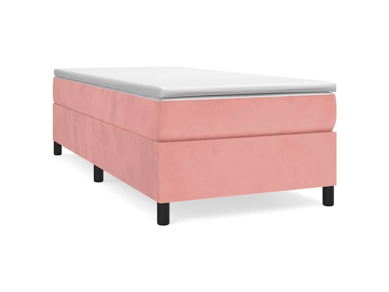  Lit simple- lit adulte -  cadre de lit à lattes rose 100x200 cm velours  - Conforama A