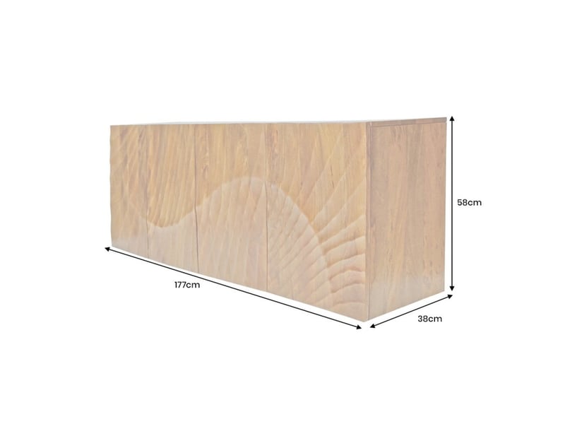 Buffet 180 cm 4 portes bois sculpté naturel – collection silva - Conforama D