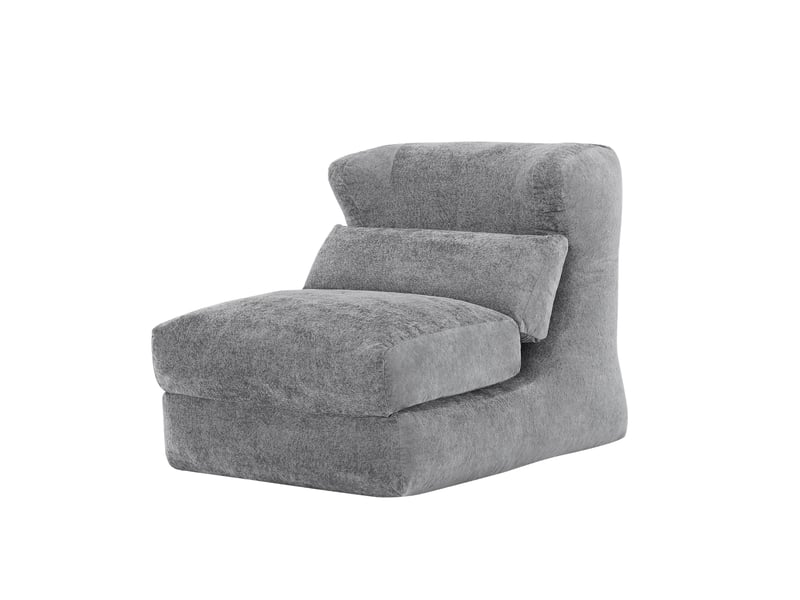  Fauteuil convertible 1 place gris en tissu doux, se transforme en chaise longue pour votre intérieur  - Conforama A