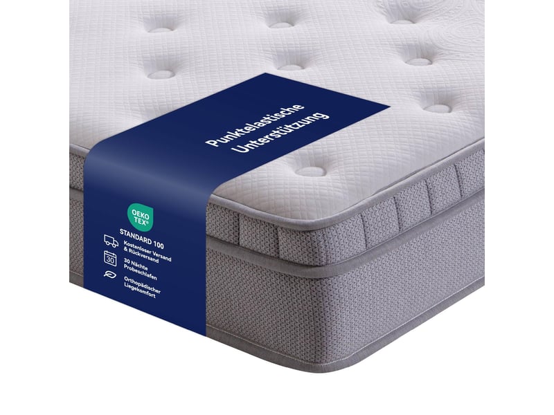  Matelas 90x200 cm h3 à ressorts ensachés 7 zones, mousse confort 25 cm, certifié oeko-tex® pour un sommeil serein  - Conforama D