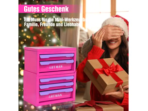 Organiseur de bureau à 5 tiroirs 28,5 x 15,8 x 32 cm violet rose en acier, rangement empilable pour fournitures