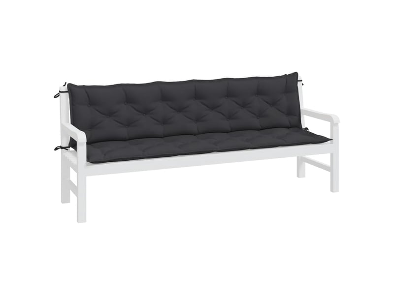  Lot de 2 coussins de banc jardin, coussins d'assise noir 200x50x7 cm tissu oxford cf58734  - Conforama C