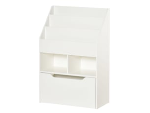 Petite bibliothèque pour enfants avec étagères et tiroir en mdf, 60 x 29,9 x 90 cm, blanche