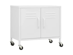 Armoire de rangement mobile avec étagère réglable 60 x 35 x 56 cm en acier blanc 02_0046902