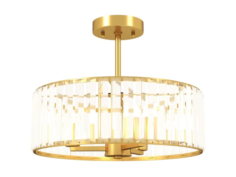 Plafonnier semi-encastré ø39 x h32 cm en métal et cristal avec 3 douilles e14 doré chicfurn - Conforama A