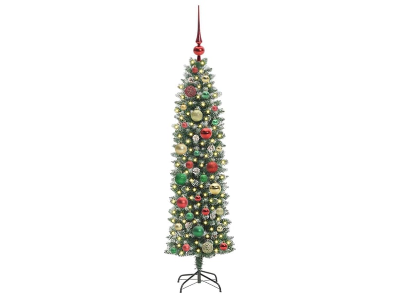  Sapin de noël, arbre de noël artificiel slim vert et blanc 120 cm shl5144  - Conforama C