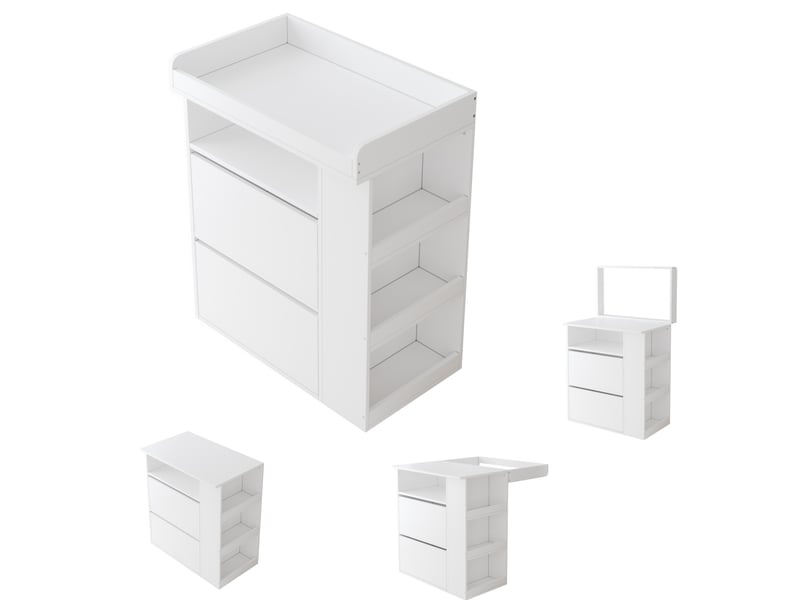  Commode à langer blanche 82x50x100 cm, table à langer évolutive en mdf avec tiroirs  - Conforama D