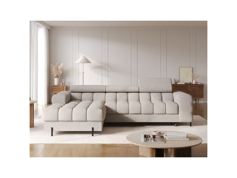 Canapé d'angle gauche convertible beige chiné allure contemporaine 285x99x181cm filtro - Conforama E