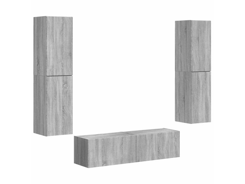  Ensemble meuble tv - banc tv - meuble de rangement 6 pcs gris sonoma bois d'ingénierie  - Conforama A