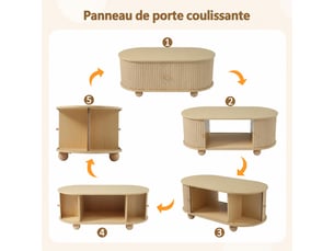 Table basse ovale coloris bois clair <strong></strong> <strong></strong> - 50 cmx100 cm