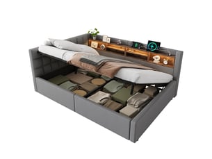 Lit banquette 140x200 cm <strong>SAPGAKS</strong>  <strong></strong> coloris gris