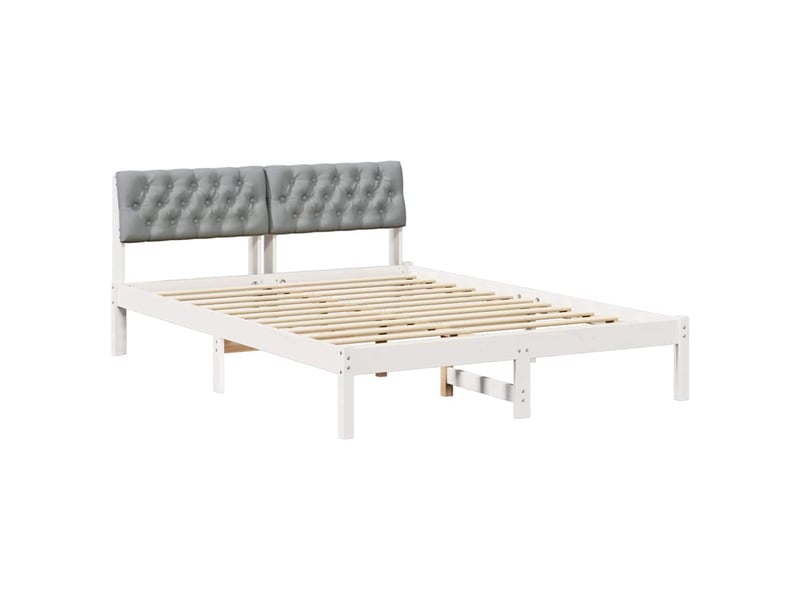  Lit double- lit adulte -  cadre de lit avec tête de lit blanc et gris clair 135 x 190 cm  - Conforama A