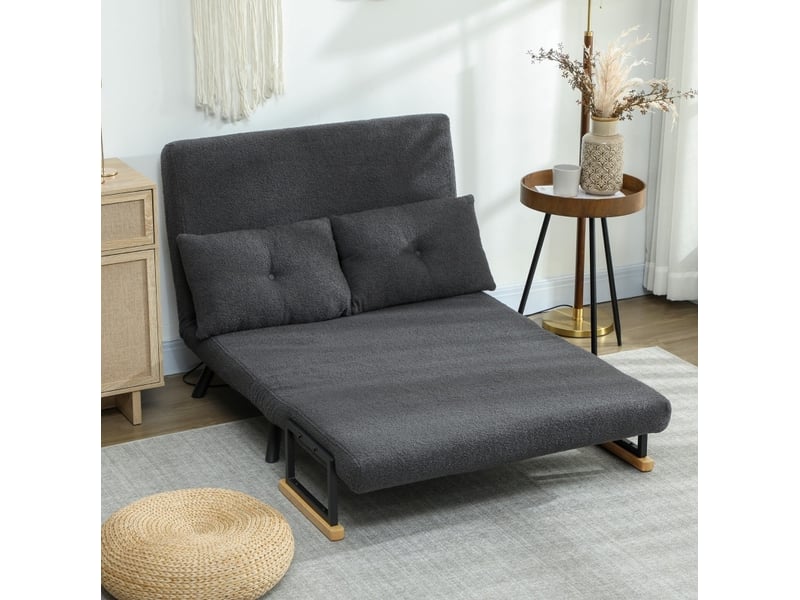  Canapé-lit 2 places 102 x 73 x 81 cm en tissu avec dossier réglable gris foncé chicfurn  - Conforama B