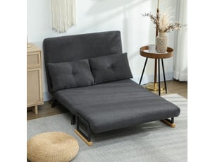 Canapé-lit 2 places 102 x 73 x 81 cm en tissu avec dossier réglable gris foncé chicfurn
