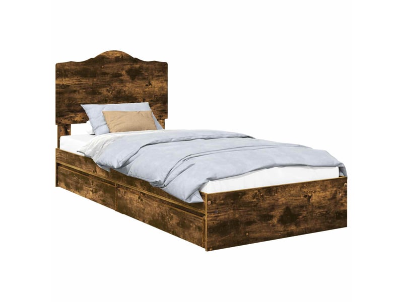  Lit simple- lit adulte -  lit de rangement chêne fumé 100 x 200 cm bois d'ingénierie  - Conforama A
