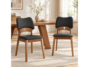 Lot de 2 chaises de salle à manger, chaise cuisine, chaise design papillon, assise confort, noir, bois, design contemporain