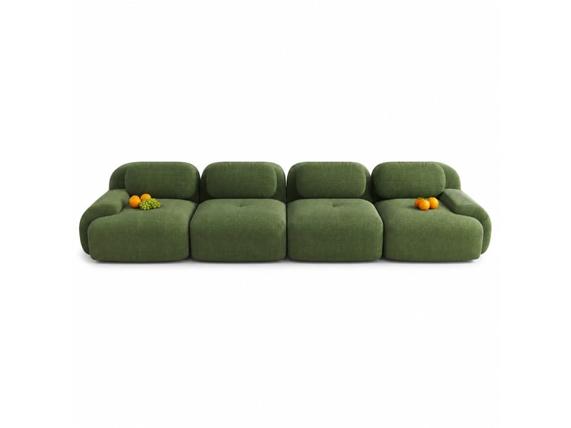  Canapé d'angle modulaire modenvie 4 places 388 x 103 x 70 cm velours côtelé vert sans cadre  - Conforama A