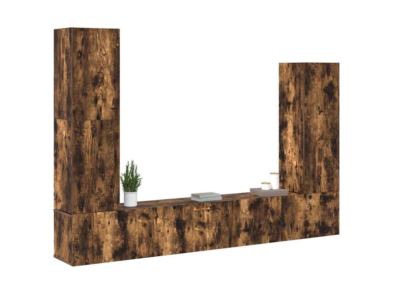  Ensemble de meubles tv 4 pcs chêne fumé bois d'ingénierie shl61617  - Conforama C
