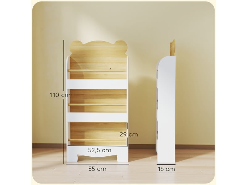  Bibliothèque pour enfant, rangement livre enfant 3 niveaux pour salle de jeux, chambre d'enfant, bois naturel  - Conforama E