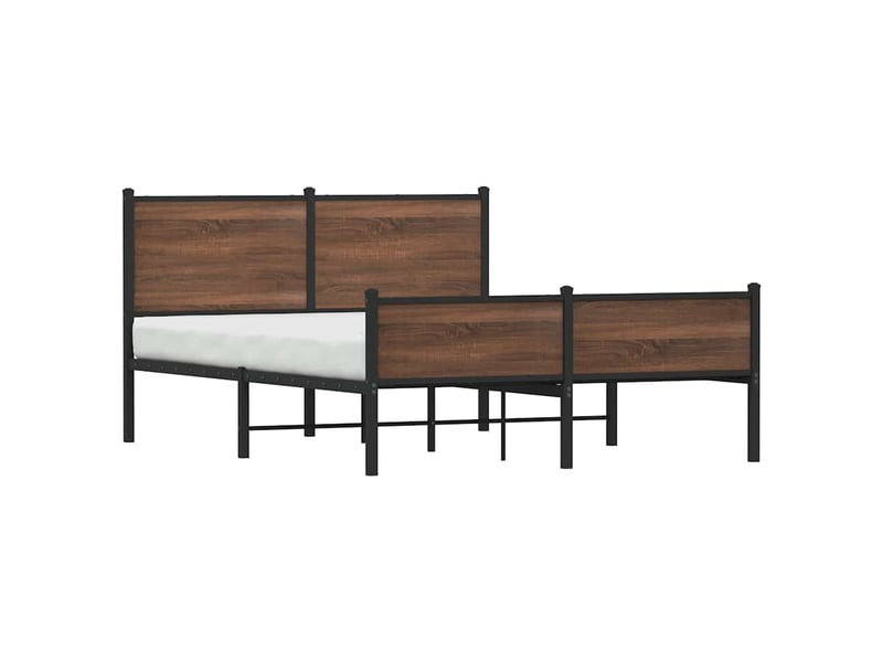 Lit double- lit adulte - cadre de lit en métal sans matelas chêne marron 150x200 cm - Conforama C