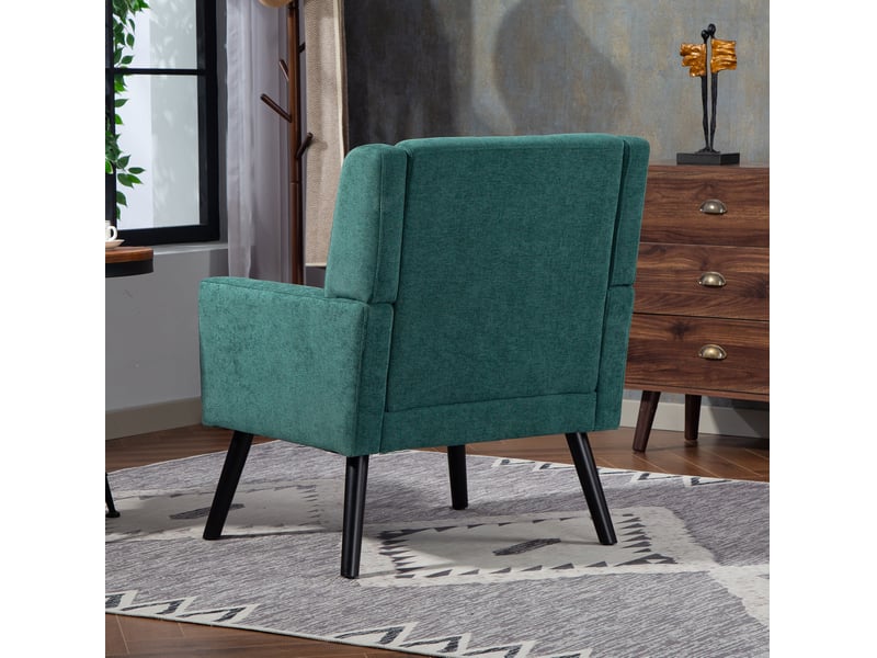  Fauteuil avec dossier capitonné et coussin épais, design ergonomique pour petit espace, rembourré vert rétro 68 × 76 × 88 cm  - Conforama E