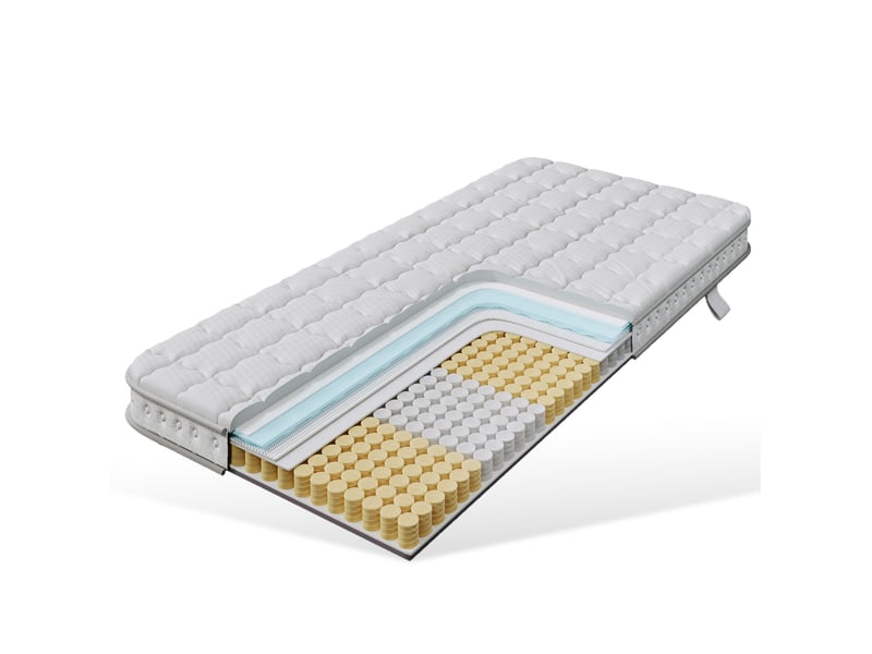  Matelas 90x200 cm h3, 7 zones, épaisseur 10 cm, hybride à ressorts ensachés et mousse froide, blanc  - Conforama E